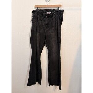 Arula Womens Size 12 Black High Rise Flare Jeans Raw Hem Stretch 90s Y2k Style